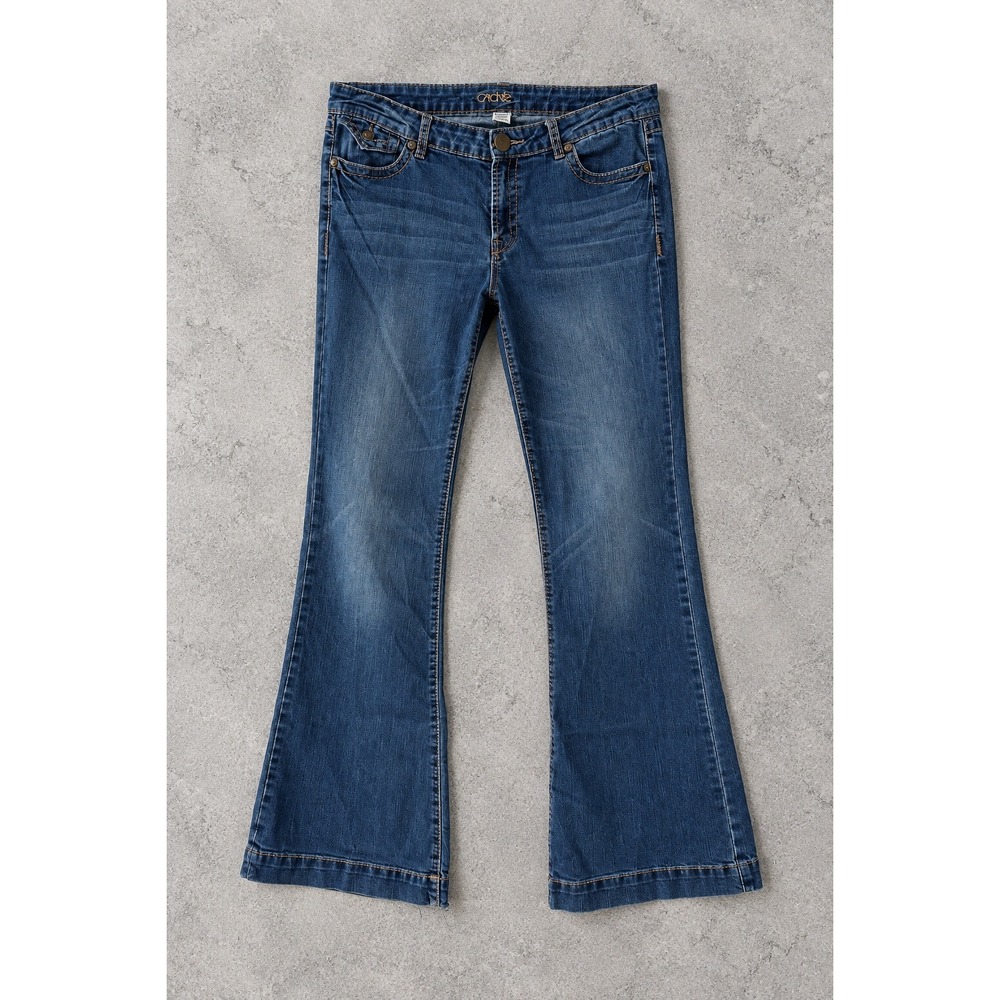Cache Vintage Y2K Blue Flare Jeans Denim Trouser Mid Rise 2000s Indie Size 12